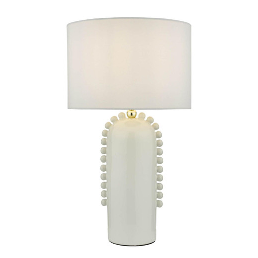 Dar Lighting Dolce White Ceramic with Shade Table Lamp 