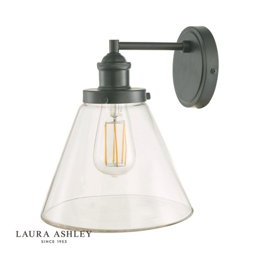 Laura Ashley Isaac Charcoal with Clear Glass IP44 Wall Light 