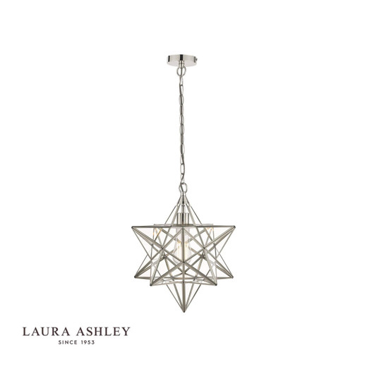 Laura Ashley Large Star Silver with Clear Glass Pendant Light 