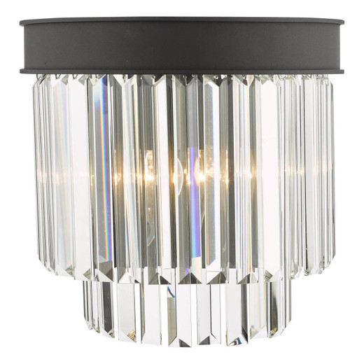 Dar Lighting Celeus 2 Light Anthracite with Crystal Wall Light 