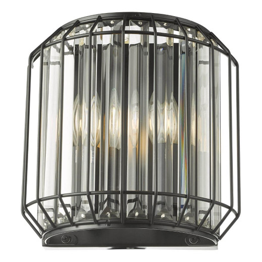 Dar Lighting Naeva 2 Light Black with Crystal Wall Light 