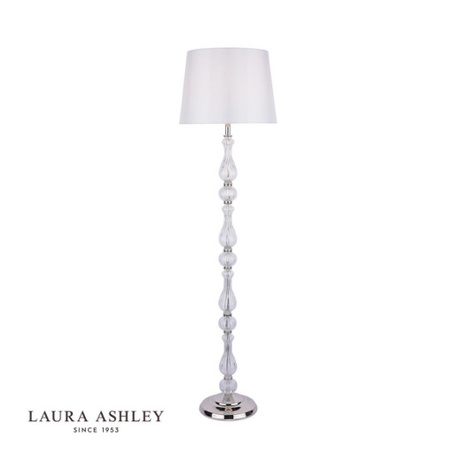 Laura Ashley Bradshaw Polished Nickel with Cool Grey Shade Floor Lamp 