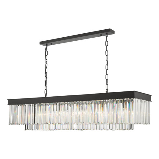 Dar Lighting Celeus 6 Light Anthracite with Crystal Bar Pendant Light 