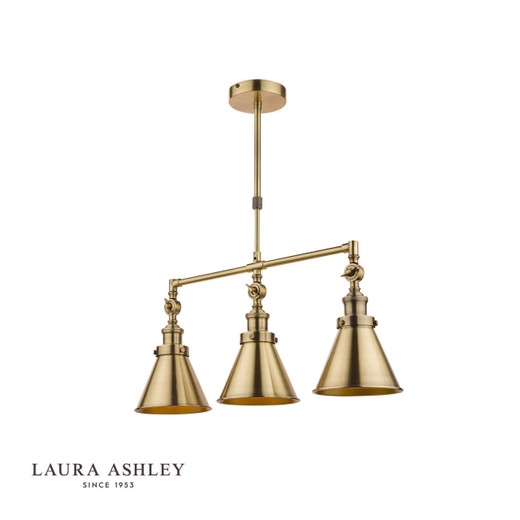 Laura Ashley Rufus 3 Light Antique Brass Bar Pendant Light 