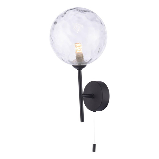 Dar Lighting Cohen Black with Moulded Glass Wall Light 