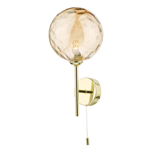 Dar Lighting Cohen Polished Gold with Champagne Glass Wall Light 