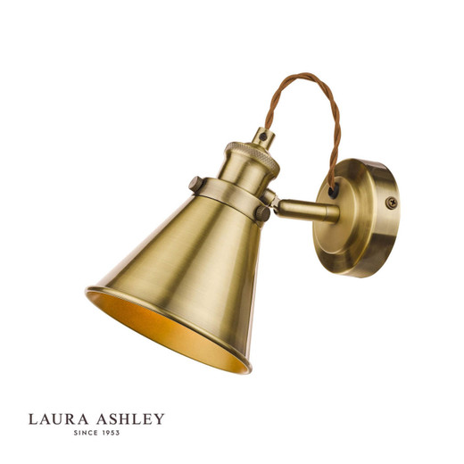 Laura Ashley Rufus Antique Brass Adjustable Wall Spotlight 