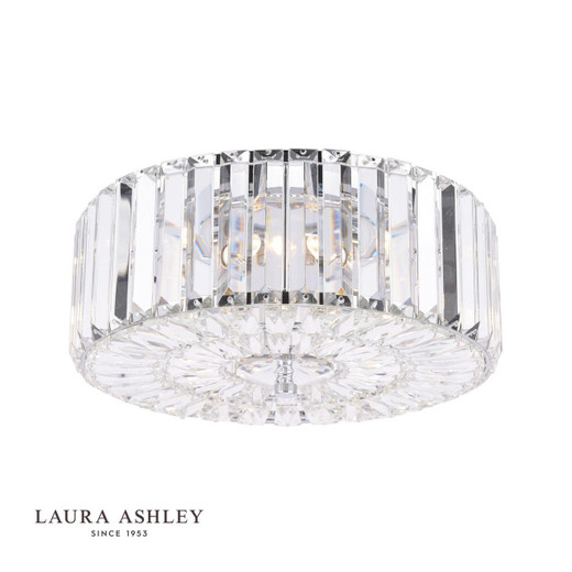 Laura Ashley Fernhurst 3 Light Polished Chrome with Crystal Flush Ceiling Light 