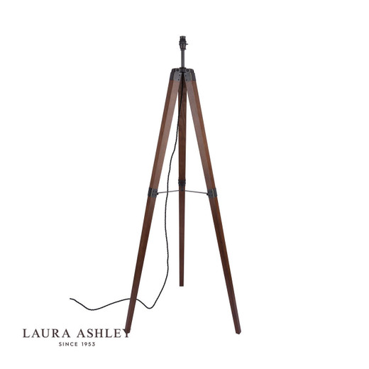 Laura Ashley Burdale Brass with Dark Wood Tripod Base Only Floor Lamp 