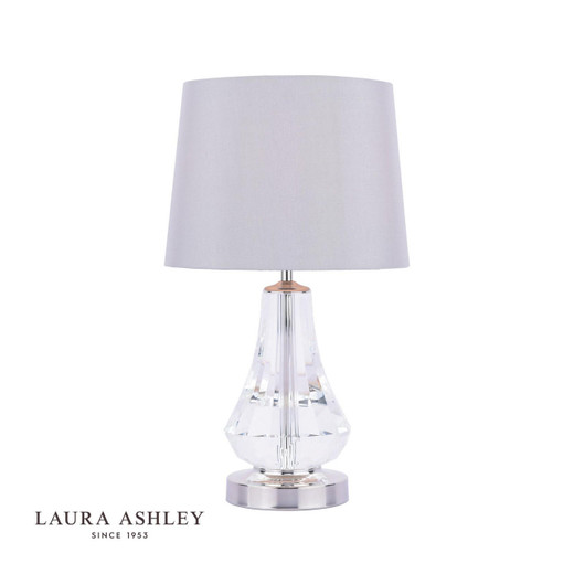 Laura Ashley Humby Polished Nickel with Crystal and White Shade Touch Table Lamp 