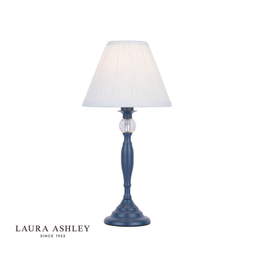 Laura Ashley Ellis Blue with Crystal and White Shade Table Lamp 