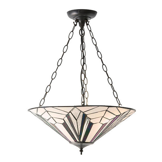 Interiors 1900 Astoria 3 Light Dark Bronze Tiffany Pendant Light 