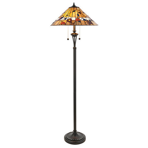 Interiors 1900 Bernwood 2 Light Dark Bronze Tiffany Floor Lamp 