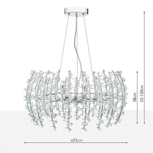 Sestina 6 Light Crystal Beads Chrome Frame Pendant Light