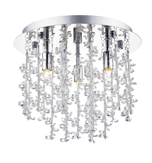 Sestina 3 Light Decorative Rods with Crystal Beads Flush Ceiling Light