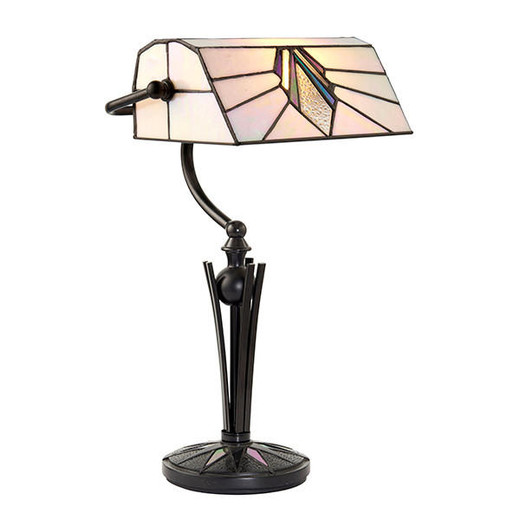 Interiors 1900 Astoria Black with Tiffany Shade Bankers Table lamp 