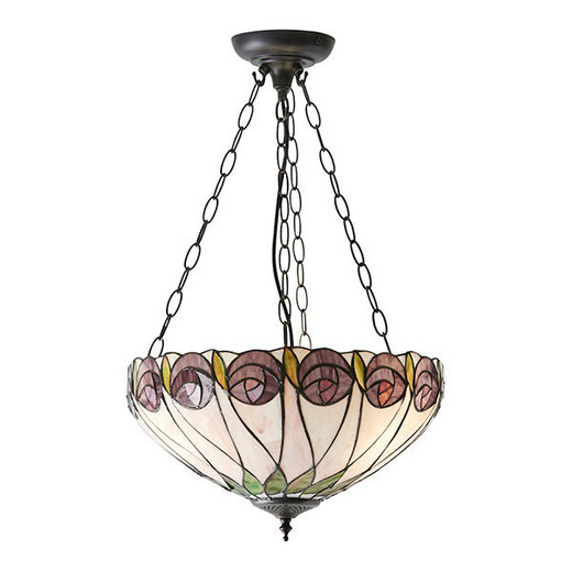 Interiors 1900 Hutchinson 3 Light Dark Bronze Inverted Medium Tiffany Pendant Light 