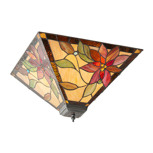 Interiors 1900 Lelani 2 Light Bronze Medium Tiffany Flush Ceiling Light 