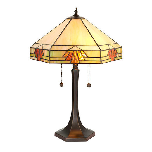 Interiors 1900 Nevada 2 Light Dark Bronze Tiffany Table Lamp 