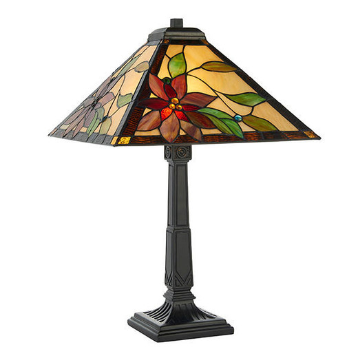 Interiors 1900 Lelani 2 Light Matt Black Tiffany Table Lamp 