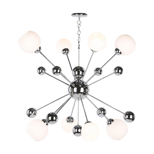 David Hunt COSMOS 8 Light Horizontal Polished Chrome with Opal Glass Pendant Light 