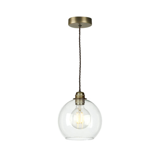 David Hunt Apollo Antique Brass with Clear Glass Single Pendant Light 