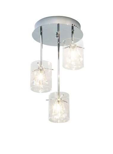 Somerset 3 Light Polished Chrome Clear Crystal Glass Ceiling Light