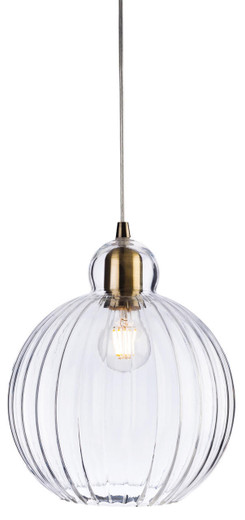 Firstlight Products Victory Antique Brass with Clear Glass Round Pendant