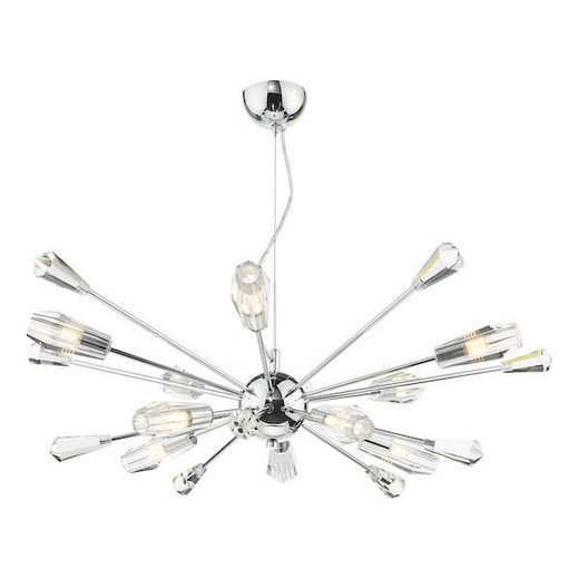 Dar Lighting Kalyssa 10 Light Polished Chrome with Glass Diffuser Pendant Light 