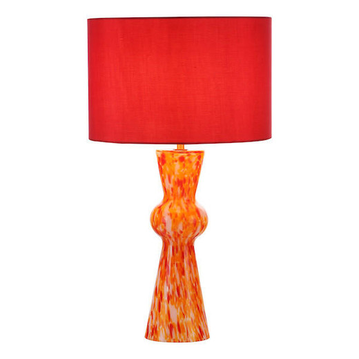 Dar Lighting Rheneas Red Glass with Shade Table Lamp 