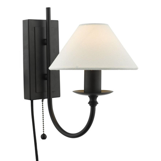 Dar Lighting Sivan Matt Black With Shade Wall Light 