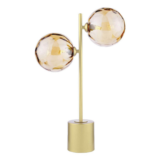 Dar Lighting Spiral 2 Light Matt Gold with Champagne Dimpled Glass Table Lamp 