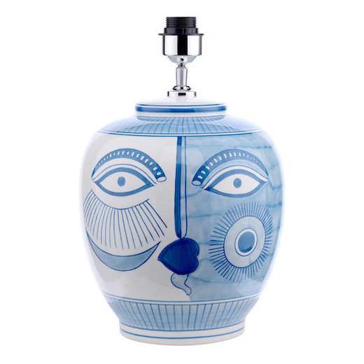 Dar Lighting Picasso Ceramic Blue and White Face Print 39cm Base Only Table Lamp 