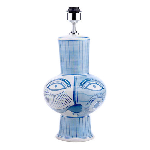 Dar Lighting Picasso Ceramic Blue and White Face Print 45cm Base Only Table Lamp 