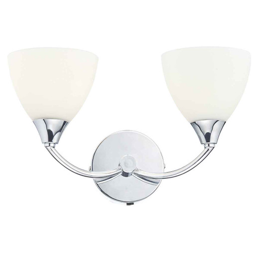 Watson Double Polished Chrome and White Glass Wall Light