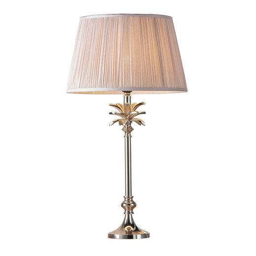 Leaf and Freya Polished Nickel with Dusky Pink Shade 67.5cm Table Lamp