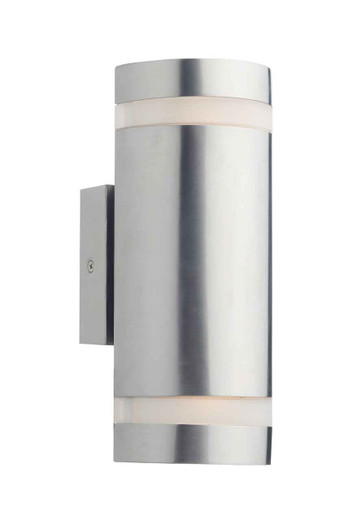 Wessex 2 Light Stainless Steel with Frosted Glass Cylinder IP44 Wall Light