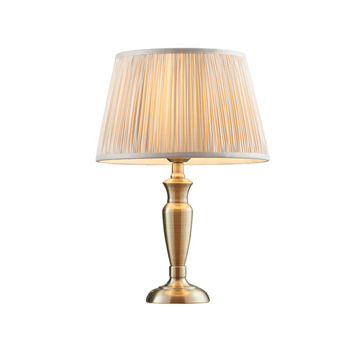 Oslo and Freya Antique Brass with Oyster Shade 48 cm Table Lamp