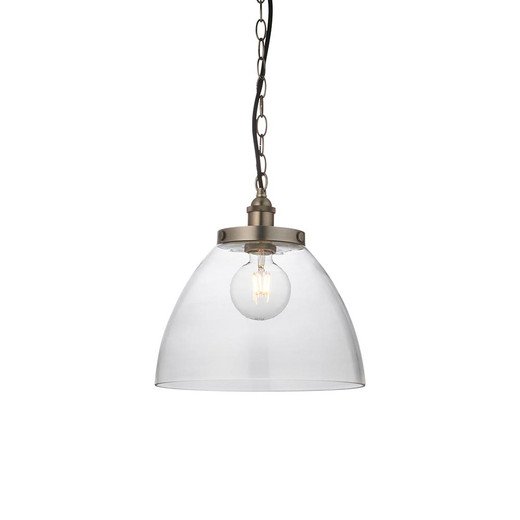 Hansen Grand Brushed Silver with Clear Shade Pendant Light