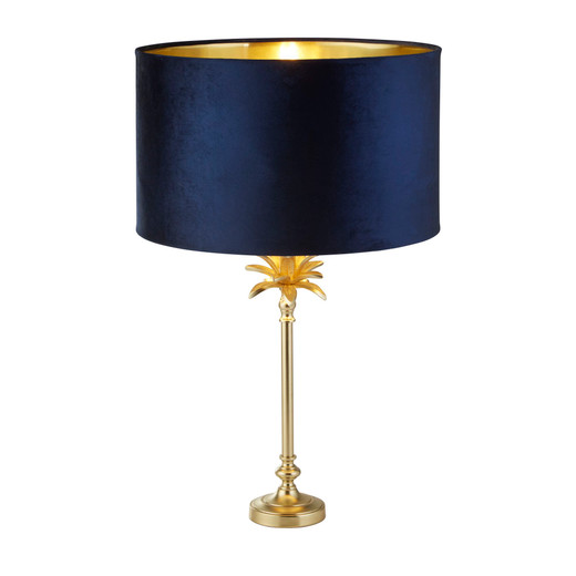 Palm Satin Brass with Navy Shade Table Lamp