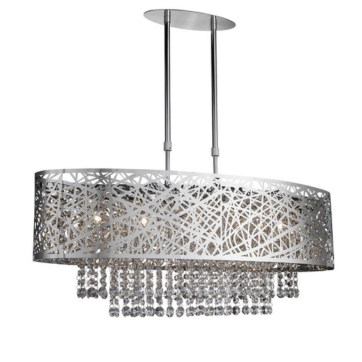 Mica 5 Light Chrome Metal Bar Semi Flush Ceiling Light