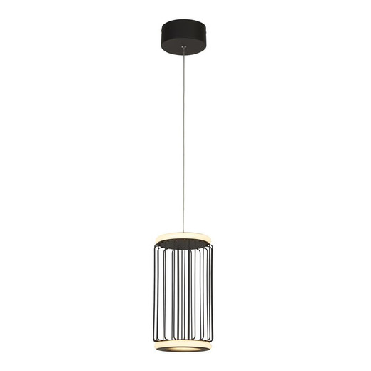 Searchlight Circolo Cage Black with White Diffuser LED Pendant Light 