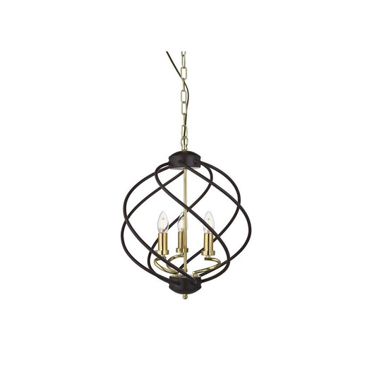 Searchlight Flow 3 Light Black and Bronze Pendant Light 