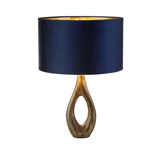 Searchlight Bucklow Antique Brass with Navy Blue Shade Table Lamp 