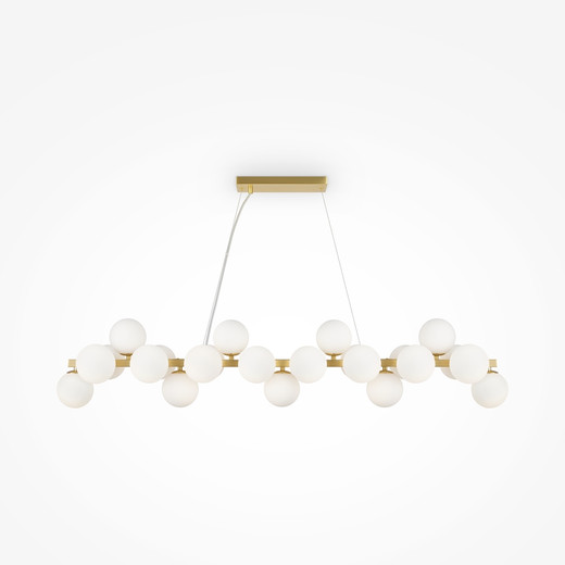 Dallas 25 Light Satin Brass with White Opal Diffusers Bar Pendant Light