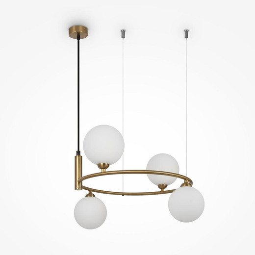 Maytoni Ring 4 Light Brass and Black with White Diffusers Pendant Light 