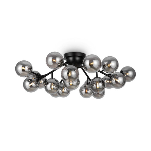 Maytoni Dallas 20 Light Black with Smoke Glass Diffuser Flush Ceiling Light 