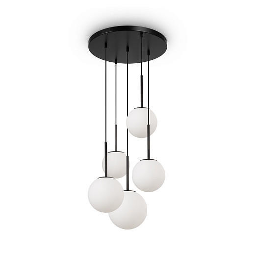 Maytoni Basic Form 5 Light Black with White Diffusers Cluster Pendant Light 