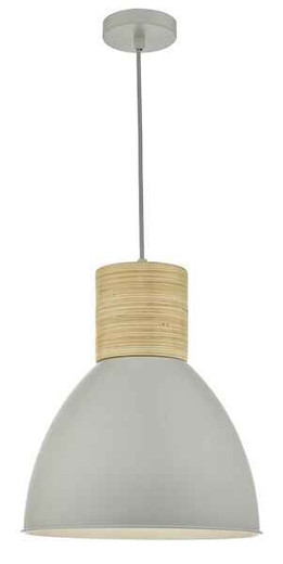 Adna Grey and Natural Wood Pendant Light