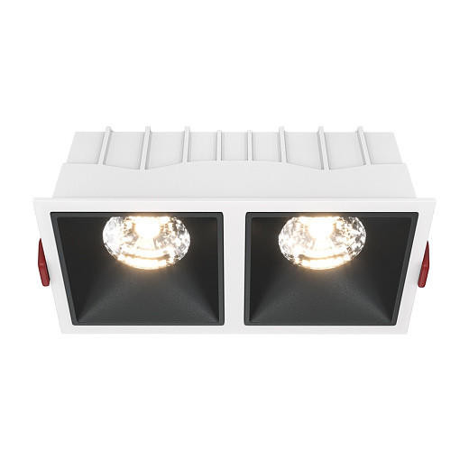 Maytoni Alfa LED 2 Light Black with White 15W 3000K Square Recessed Light 